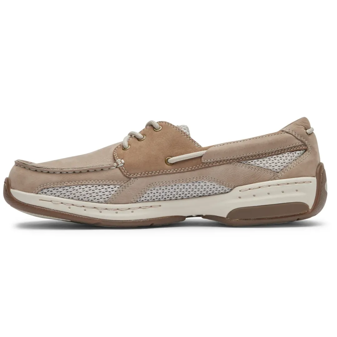 Wide>Rockport Men's Captain Boat Shoe Rocksand/PostNubuck