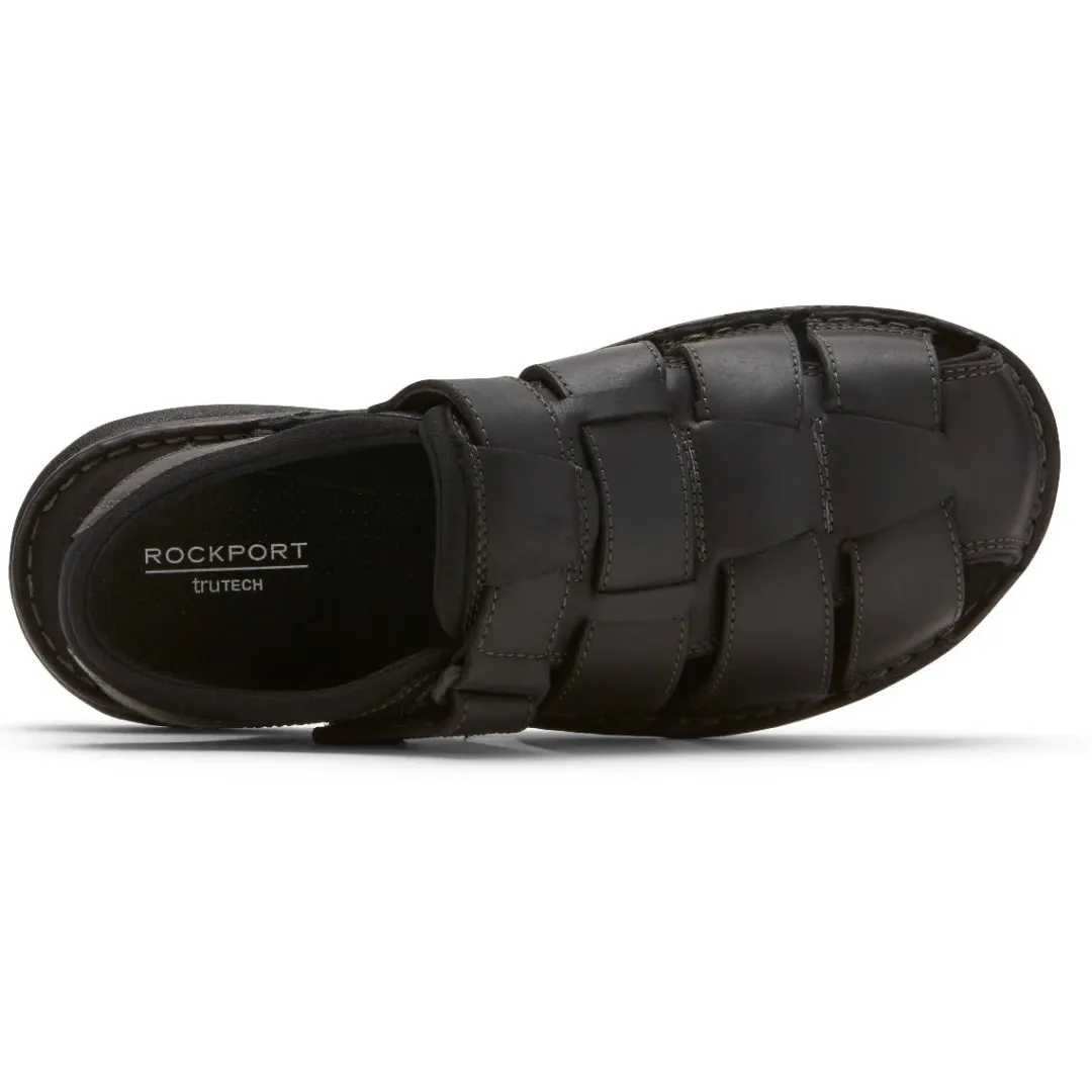 Sandals|Sandals>Rockport Men's Darwyn Fisherman Slingback Sandal BLACKLEATHER2