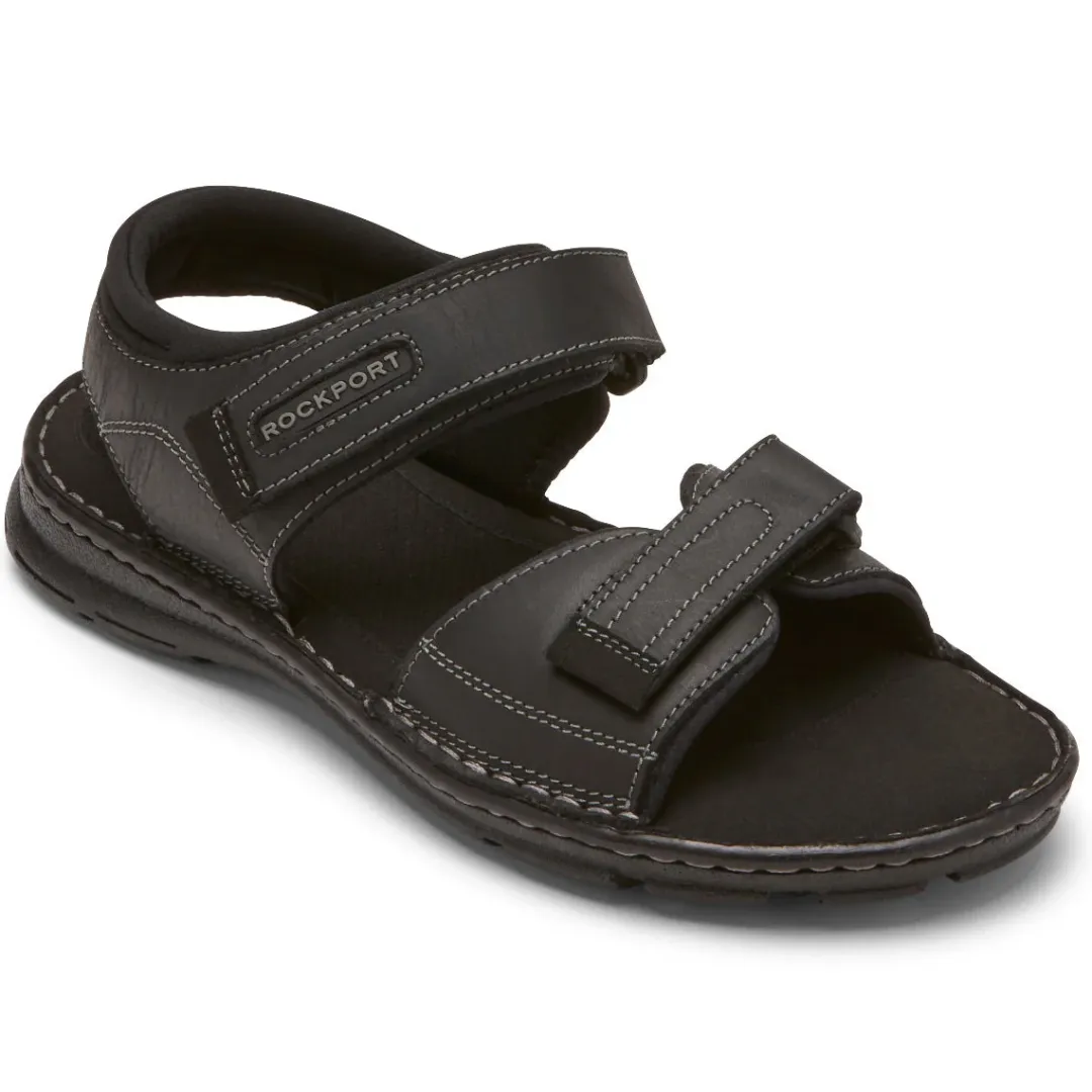 Sandals|Sandals>Rockport Men's Darwyn Quarter-Strap Sandal BLACKLEATHER2