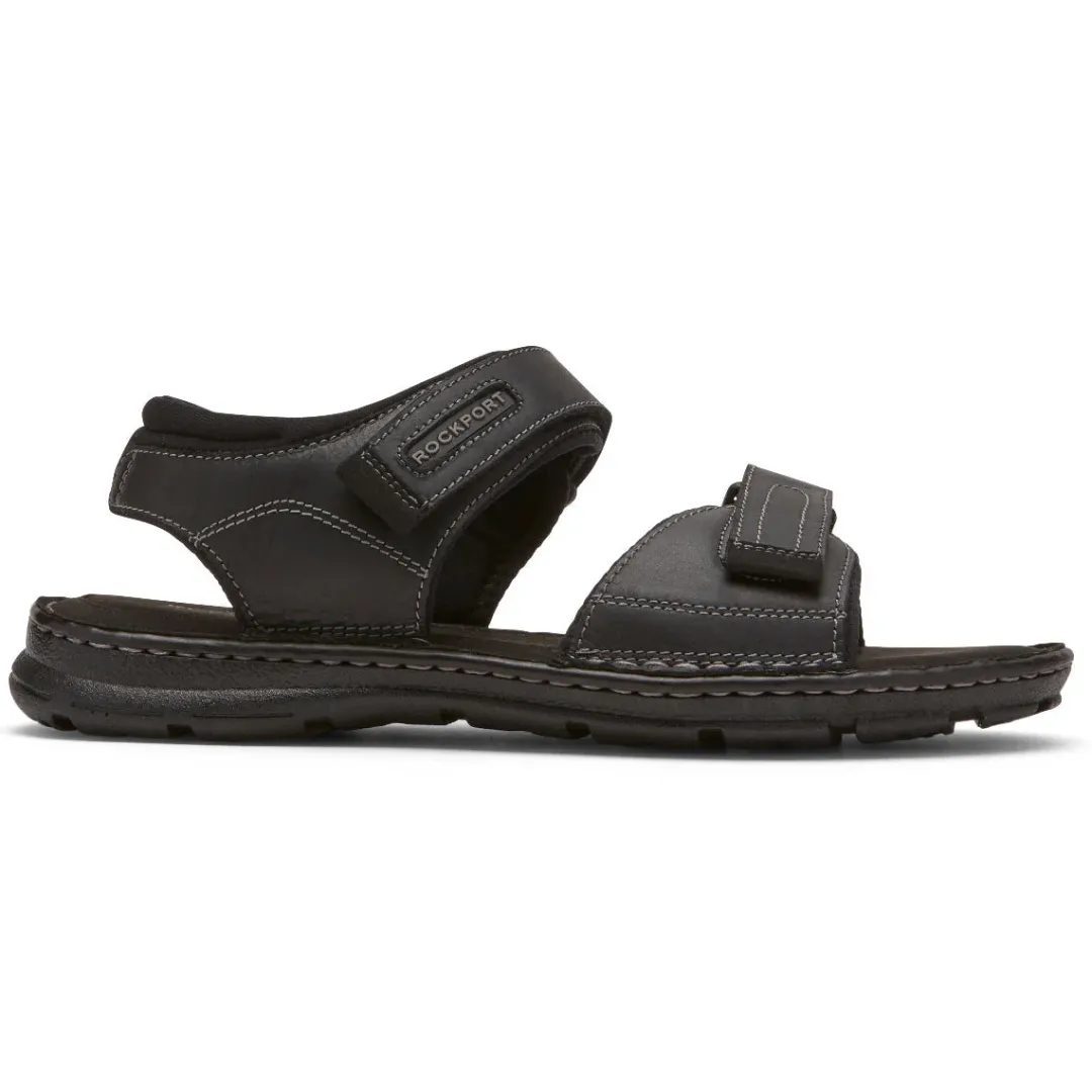 Sandals|Sandals>Rockport Men's Darwyn Quarter-Strap Sandal BLACKLEATHER2