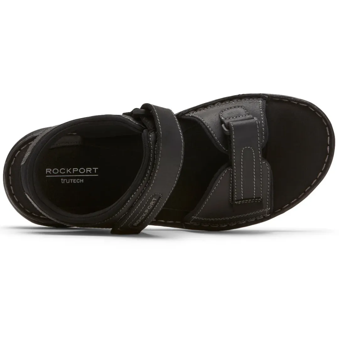 Sandals|Sandals>Rockport Men's Darwyn Quarter-Strap Sandal BLACKLEATHER2