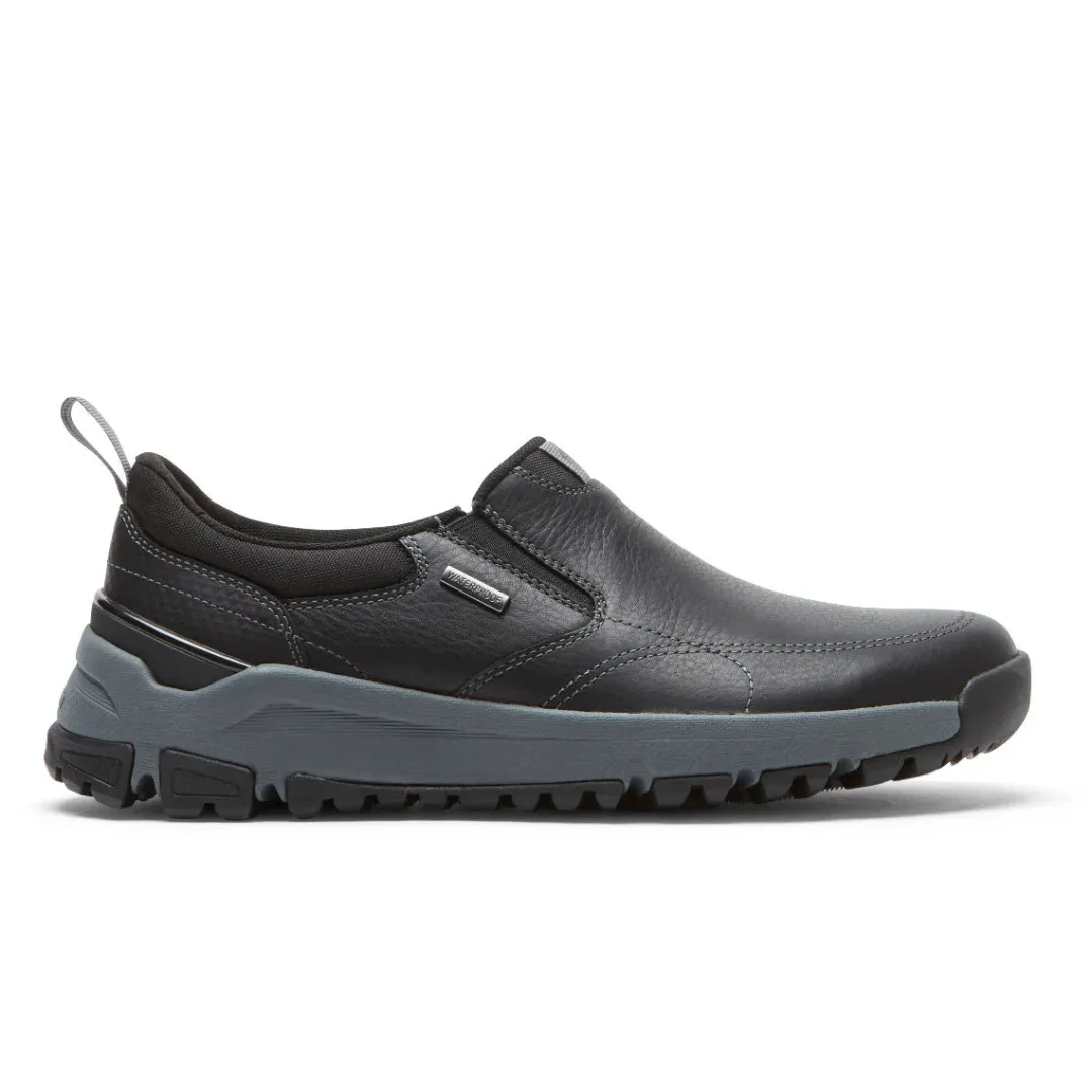 Wide>Rockport Men's Glastonbury Waterproof Slip-On Shoe BLACKLEATHER/SUEDE