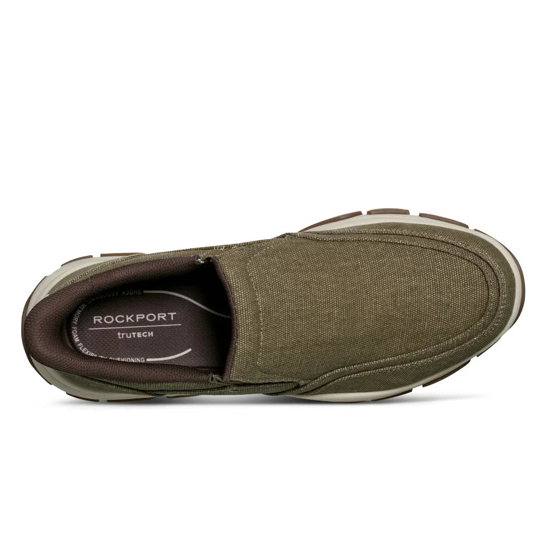 Sneakers|Sneakers>Rockport Men's Reece Step Activated Casual Slip-on GreenCanvas