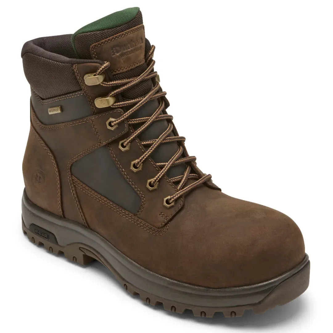 Boots>Rockport Men's 8000Works Waterproof Safety Plain Toe Boot BROWNLEATHER
