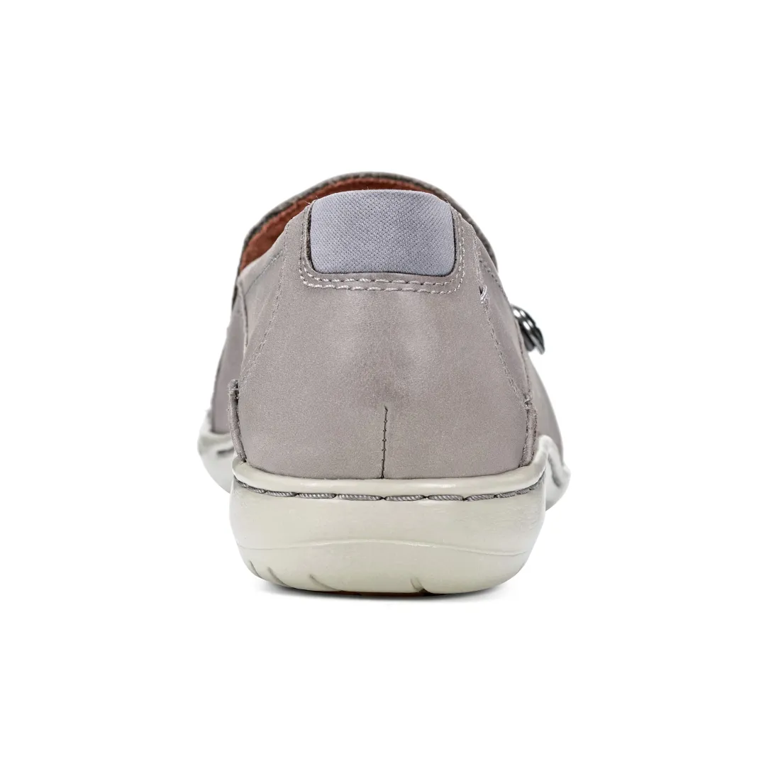 Walking Shoes>Rockport Women's Paulette Slip-On Shoe GreyLeather